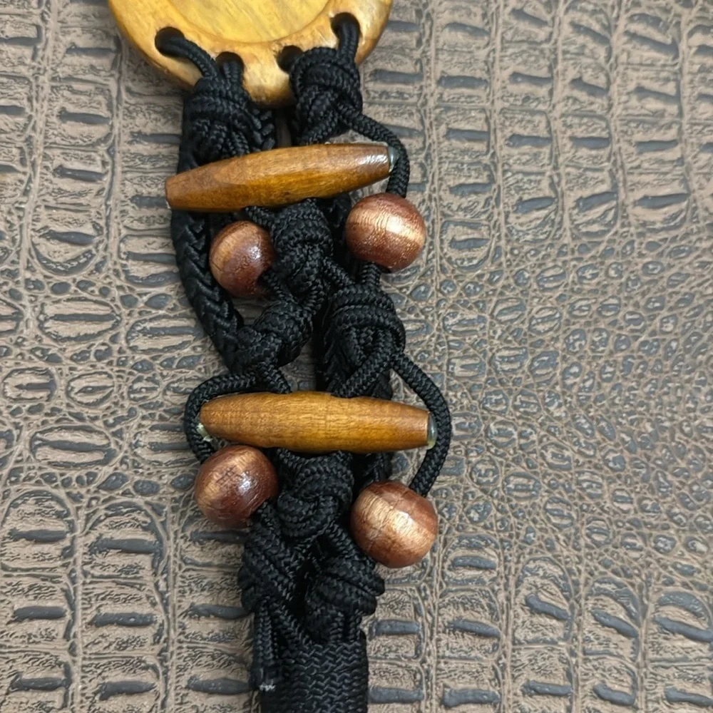 Boho Macramé Rope Belt w Wood Beads | Adjustable Festival Hippie Belt